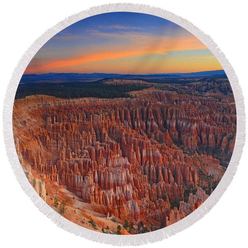 Bryce Canyon National Park Sunrise From Inspiration Point Round Beach Towel featuring the photograph 5 by 7 Bryce Canyon by Raymond Salani III