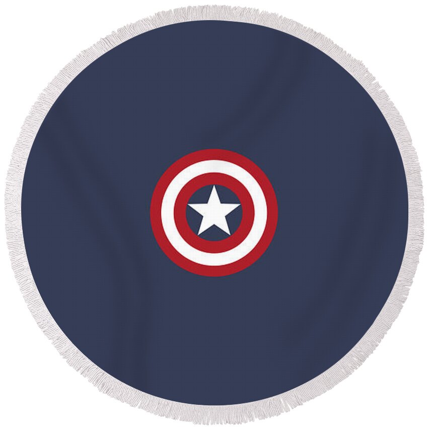 Captain America Round Beach Towel featuring the digital art Captain America #5 by Maye Loeser