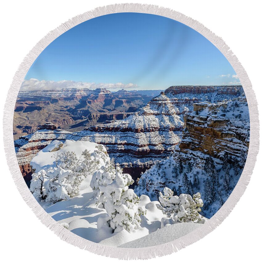 Grand Canyon Round Beach Towel featuring the photograph Grand Canyon #5 by Mike Ronnebeck