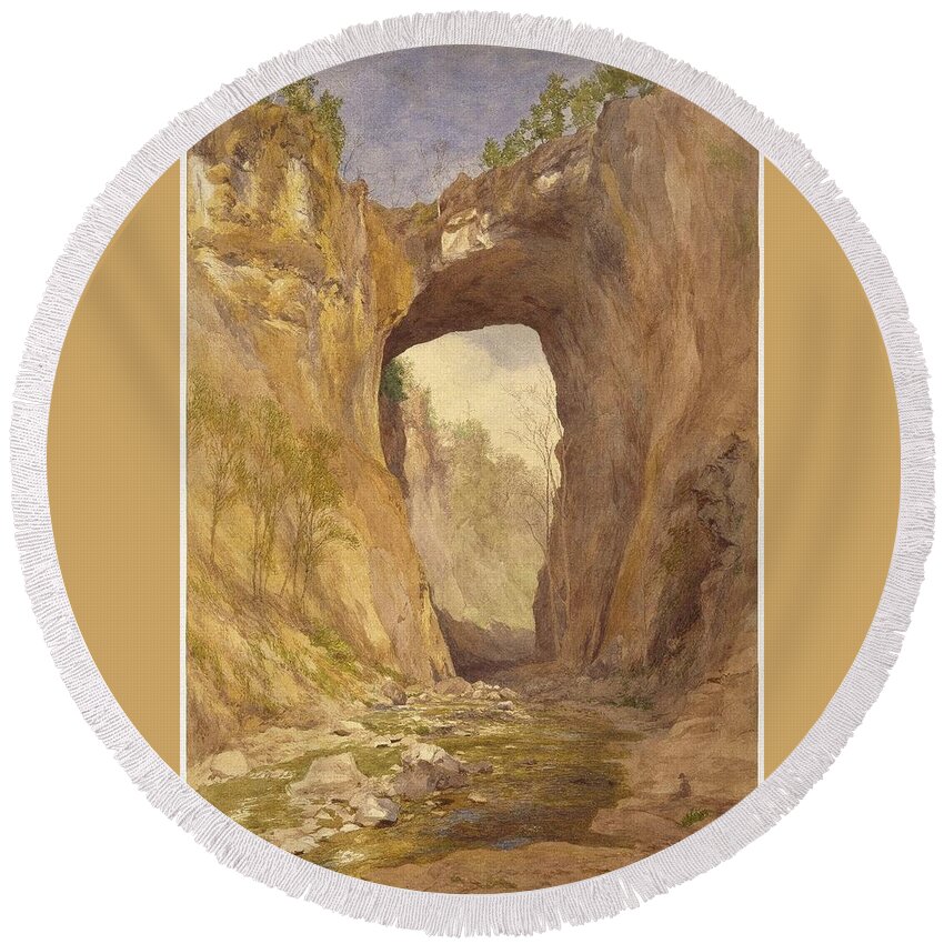John Henry Hill (american Round Beach Towel featuring the painting Natural Bridge #5 by John Henry