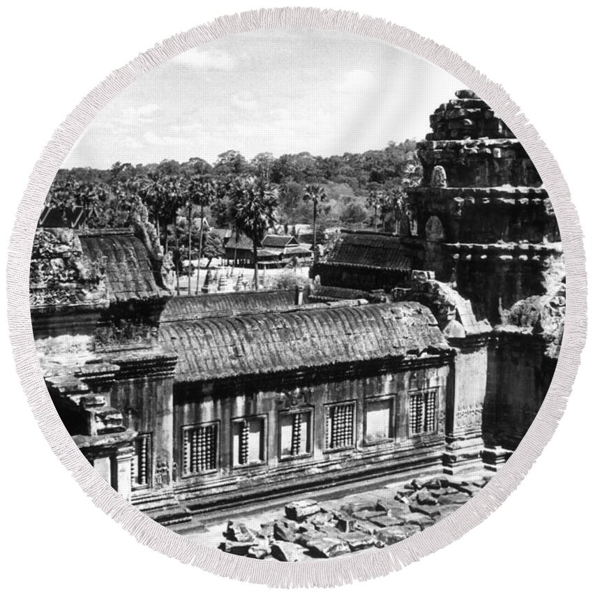 12th Century Round Beach Towel featuring the photograph Cambodia: Angkor Wat #6 by Granger