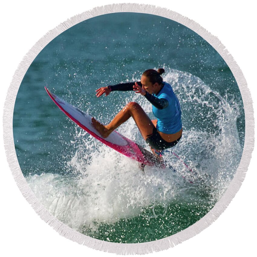 Swatch Trestle Pro 2017 Round Beach Towel featuring the photograph Carissa Moore #6 by Waterdancer
