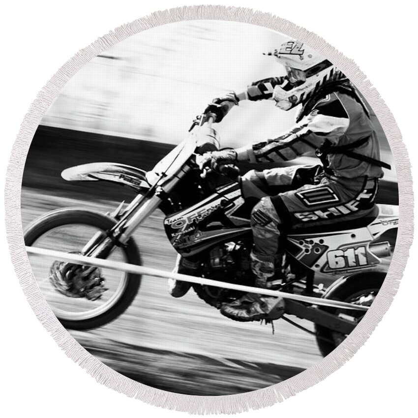Bike Round Beach Towel featuring the photograph Motocross #6 by Ang El