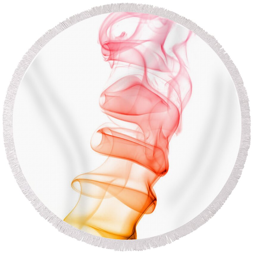Abstract Round Beach Towel featuring the photograph smoke XIX #2 by Joerg Lingnau