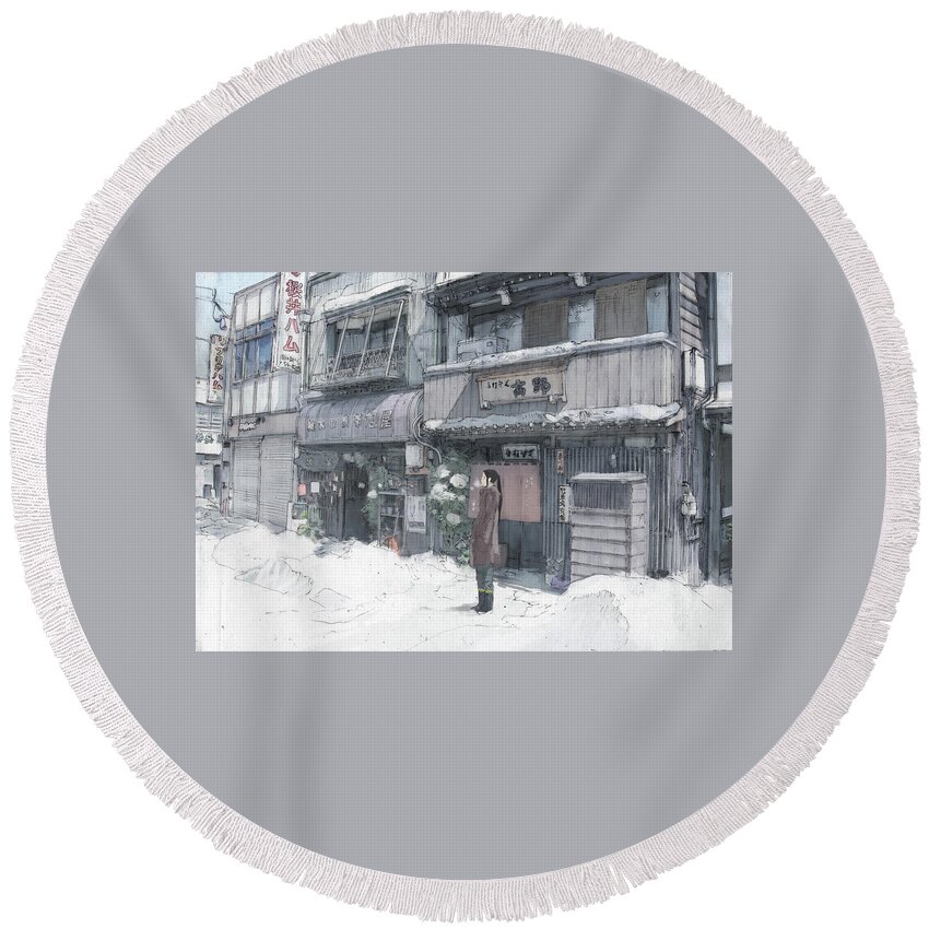 Unknown Round Beach Towel featuring the digital art Unknown #6 by Maye Loeser
