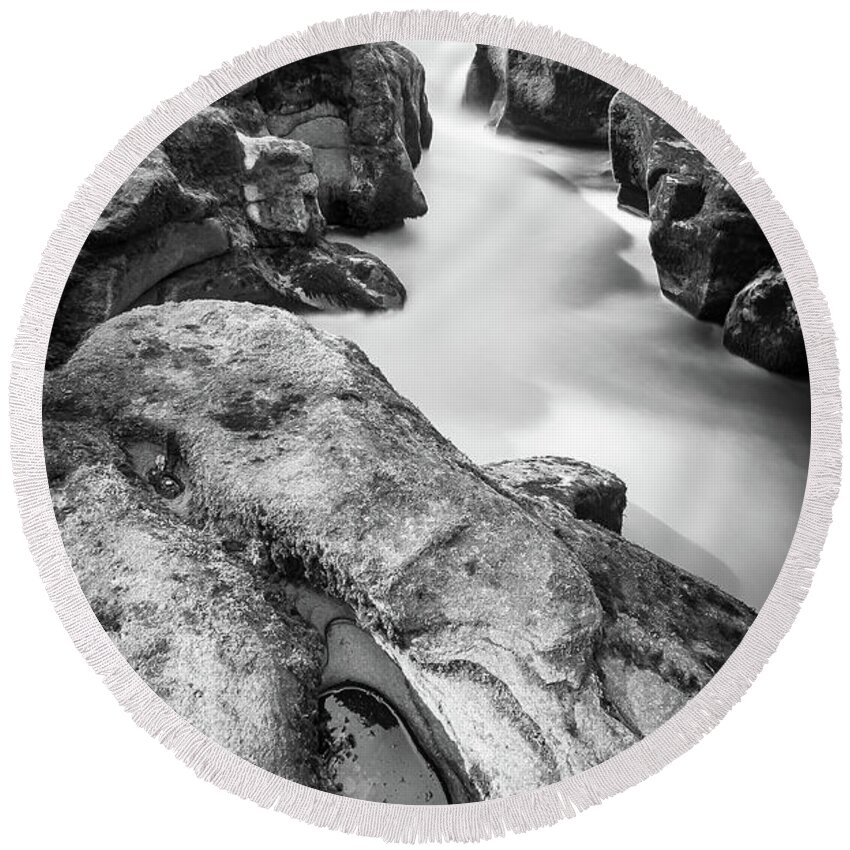 Abbey Round Beach Towel featuring the photograph Waterfall on The River Wharfe #6 by Mariusz Talarek