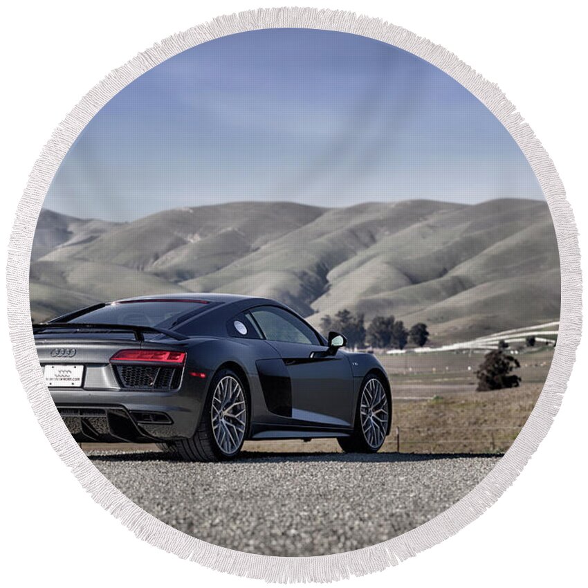 Audi Round Beach Towel featuring the photograph #Audi #R8 #V10Plus #Print #7 by ItzKirb Photography