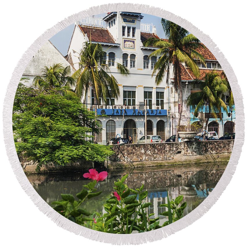 Architecture Round Beach Towel featuring the photograph Dutch Colonial Buildings In Old Town Of Jakarta Indonesia #7 by JM Travel Photography
