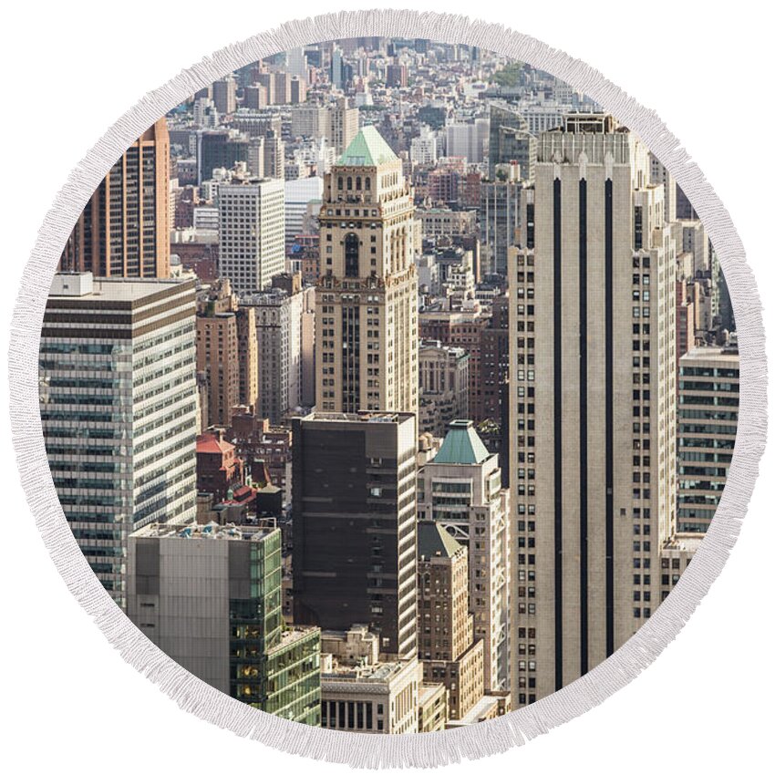 America Round Beach Towel featuring the photograph New York city #7 by Didier Marti