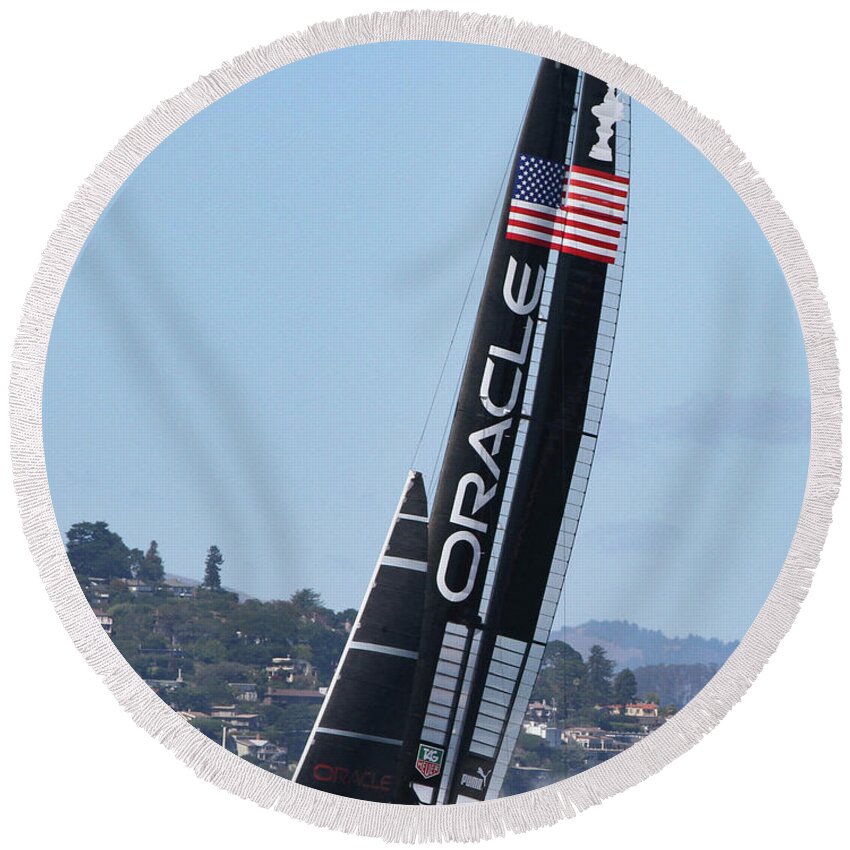 Oracle Round Beach Towel featuring the photograph Oracle Team U S A #2 by Steven Lapkin
