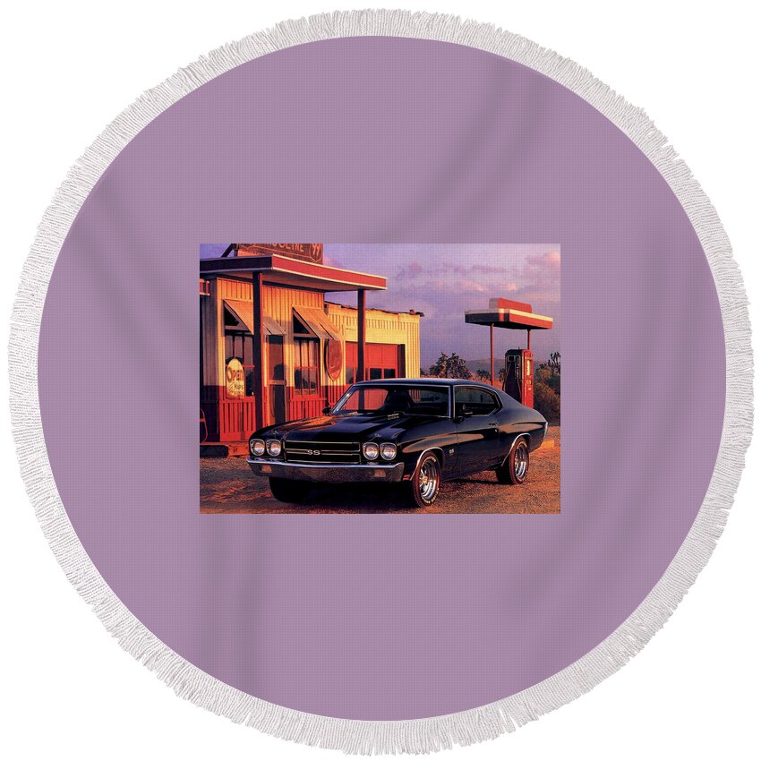Chevrolet Round Beach Towel featuring the photograph Chevrolet #8 by Mariel Mcmeeking