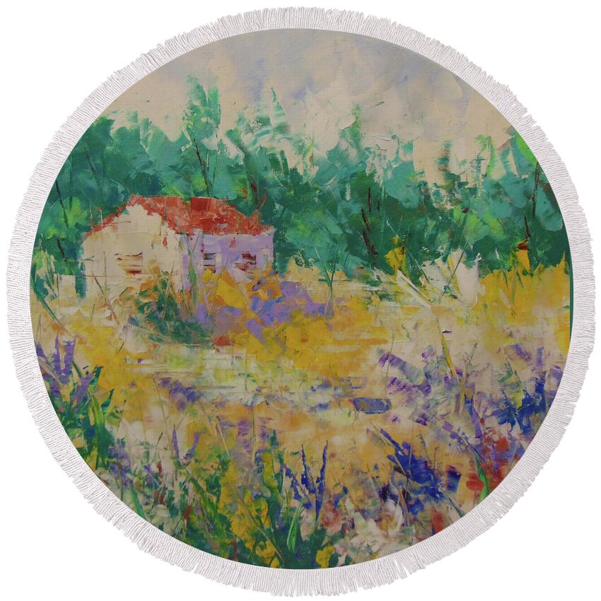 Frederic Payet Round Beach Towel featuring the painting Provence #8 by Frederic Payet