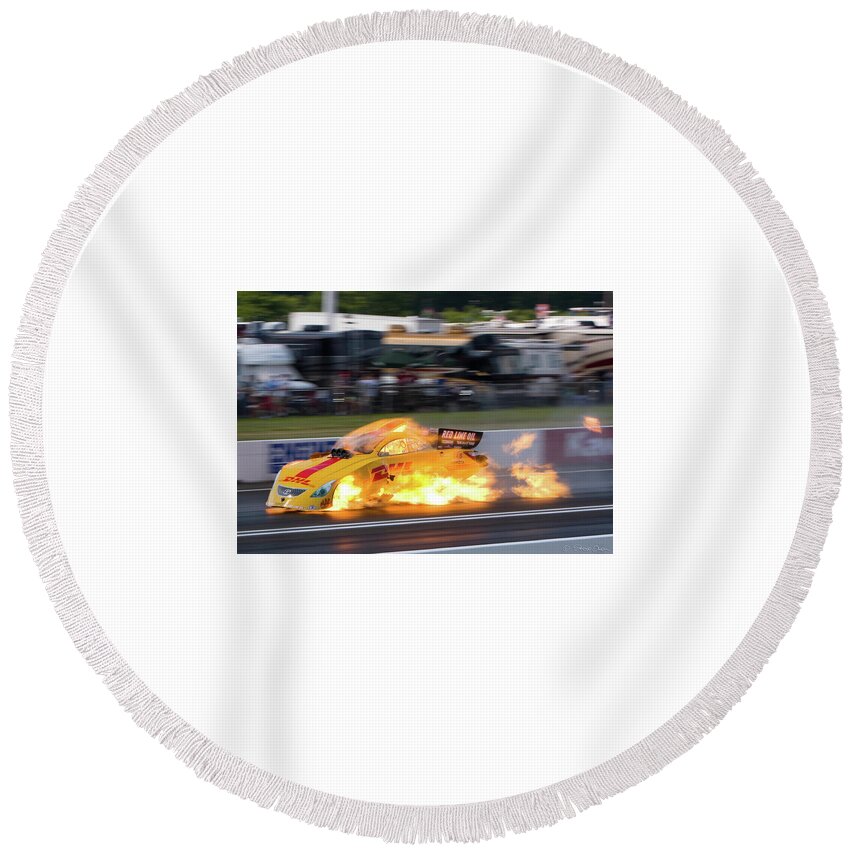 Drag Racing Round Beach Towel featuring the photograph Drag Racing #9 by Mariel Mcmeeking