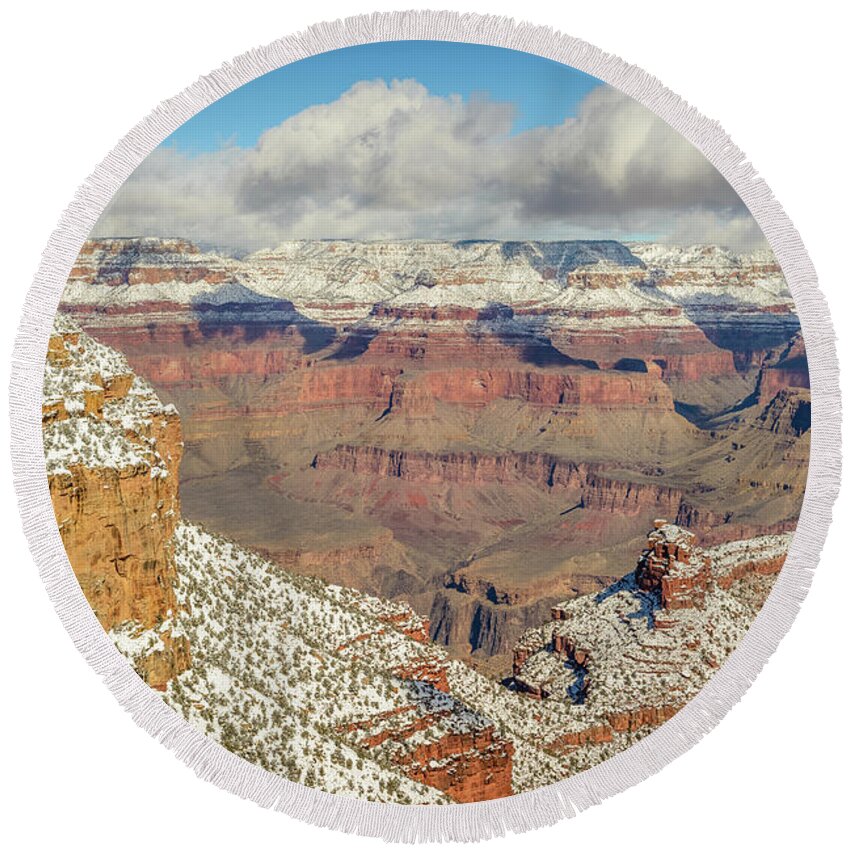 Grand Canyon Round Beach Towel featuring the photograph Grand Canyon #9 by Mike Ronnebeck