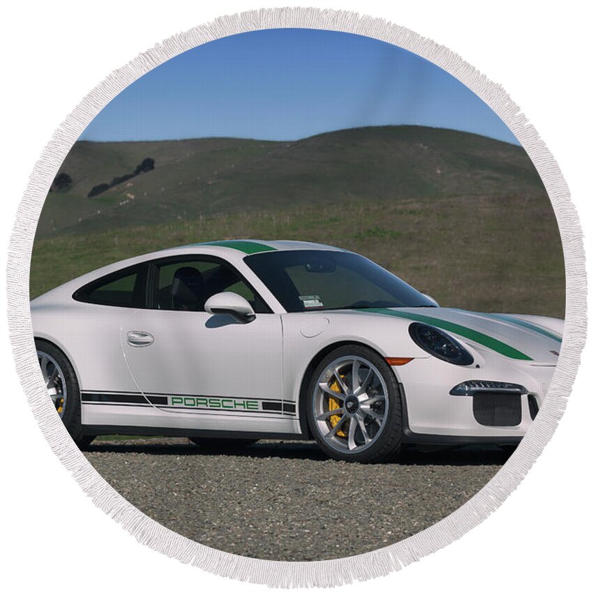 Cars Round Beach Towel featuring the photograph #Porsche #911R #Print #9 by ItzKirb Photography