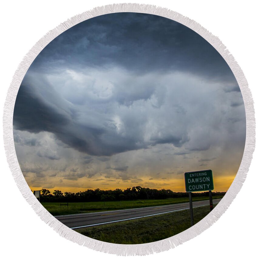 Nebraskasc Round Beach Towel featuring the photograph 9th Storm Chase 2015 020 by NebraskaSC
