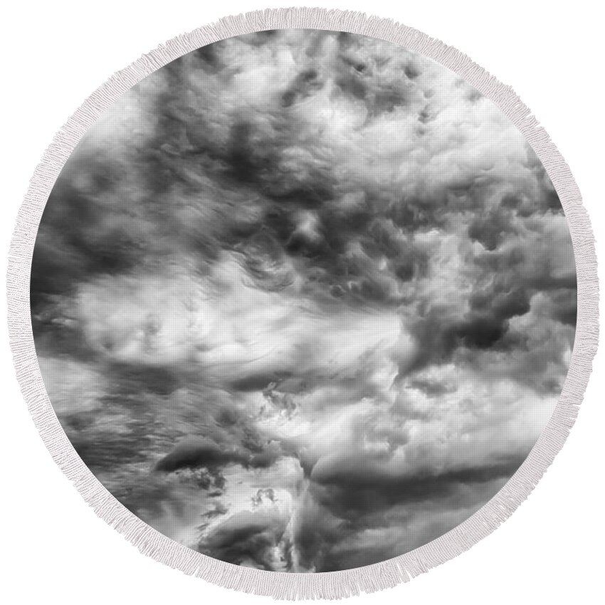 Storm Clouds Round Beach Towel featuring the photograph A big wind by Charles McCleanon