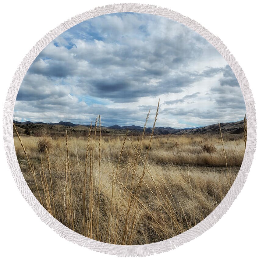 Landscape Round Beach Towel featuring the photograph A Bit of Central Oregon by Belinda Greb