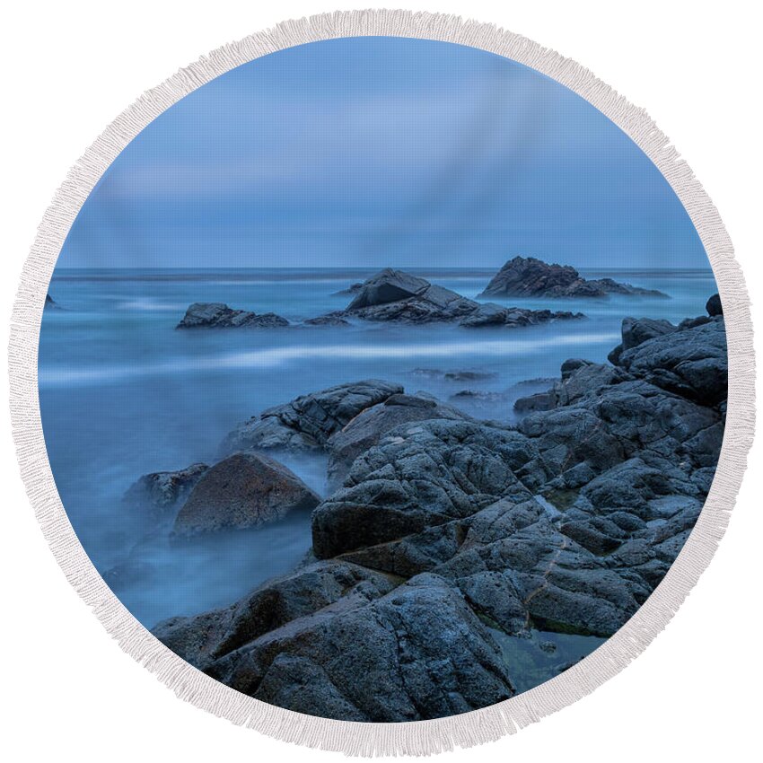Landscape Round Beach Towel featuring the photograph A Blue Dawn by Jonathan Nguyen