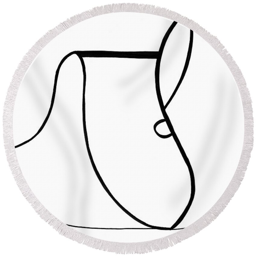 Abstract Round Beach Towel featuring the drawing A Cold Run by Lara Morrison
