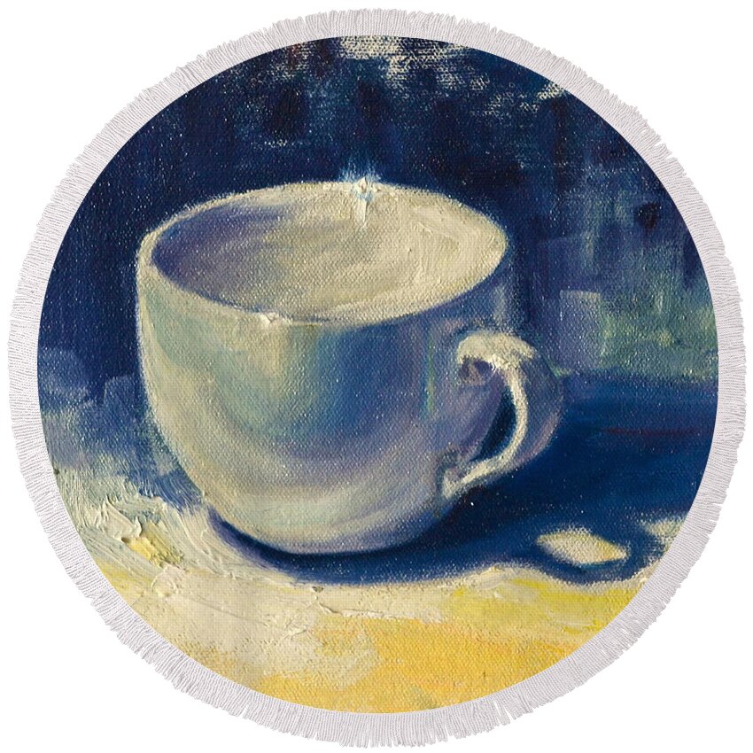 Still Life Round Beach Towel featuring the painting A Cup2 by Ningning Li