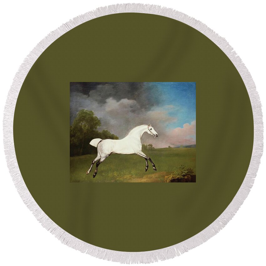 George Stubbs (1724-1806) A Grey Horse Signed And Dated 1793 Round Beach Towel featuring the painting A Grey Horse by George Stubbs