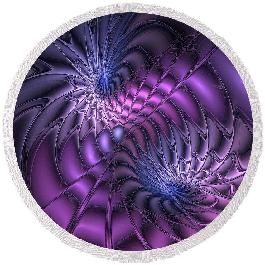 Abstract Round Beach Towel featuring the digital art A Moment in Time by Gabiw Art