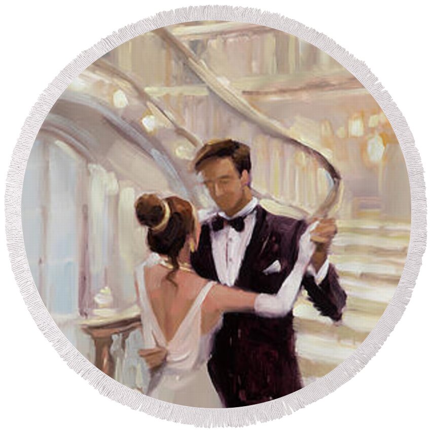 Romance Round Beach Towel featuring the painting A Moment in Time by Steve Henderson