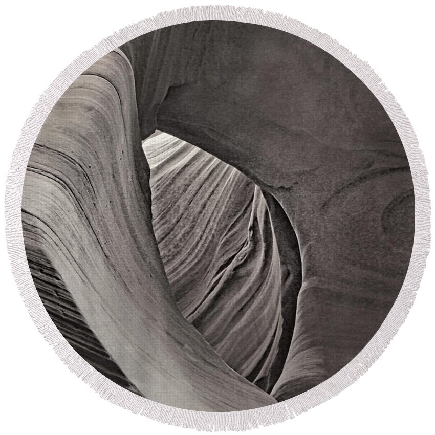 Antelope Canyon Round Beach Towel featuring the photograph A Natural Abstract Tnt by Theo O'Connor