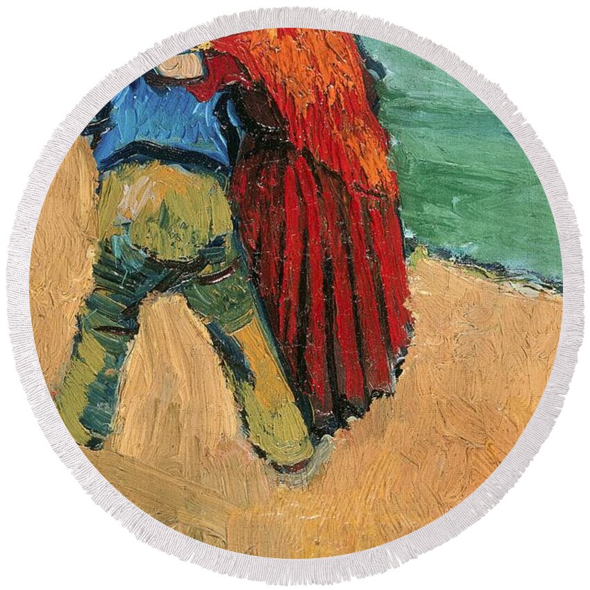 Pair Round Beach Towel featuring the painting A Pair of Lovers by Vincent Van Gogh
