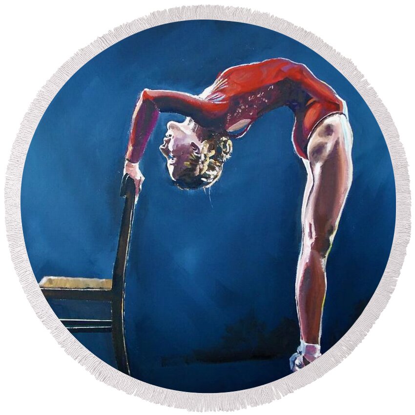 Ballet Round Beach Towel featuring the painting A Question of Pose by Terence R Rogers