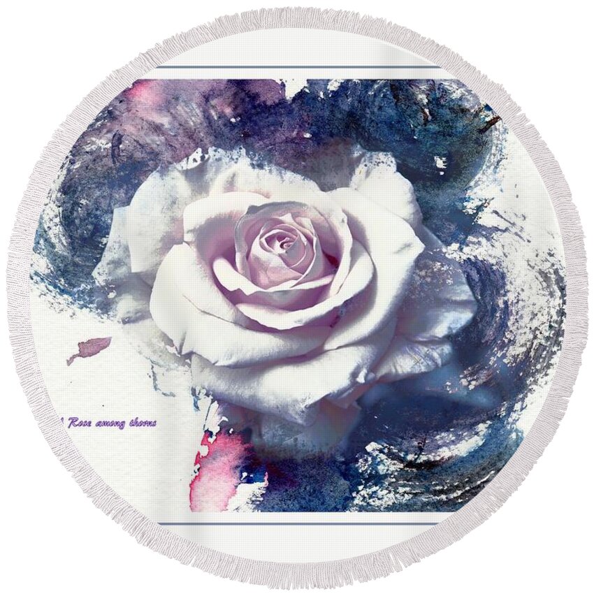 Rose Round Beach Towel featuring the photograph A rose among thorns by Athala Bruckner