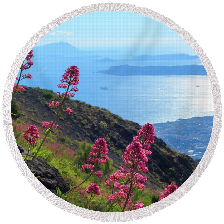Above Round Beach Towel featuring the photograph A Scenic View from Mount Vesuvius by Travis Rogers