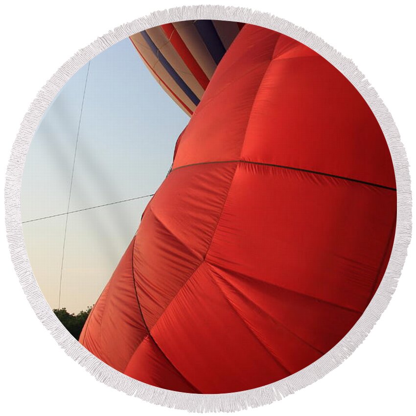 Hot Air Balloon Round Beach Towel featuring the photograph A Sense of Scale by Lyle Hatch