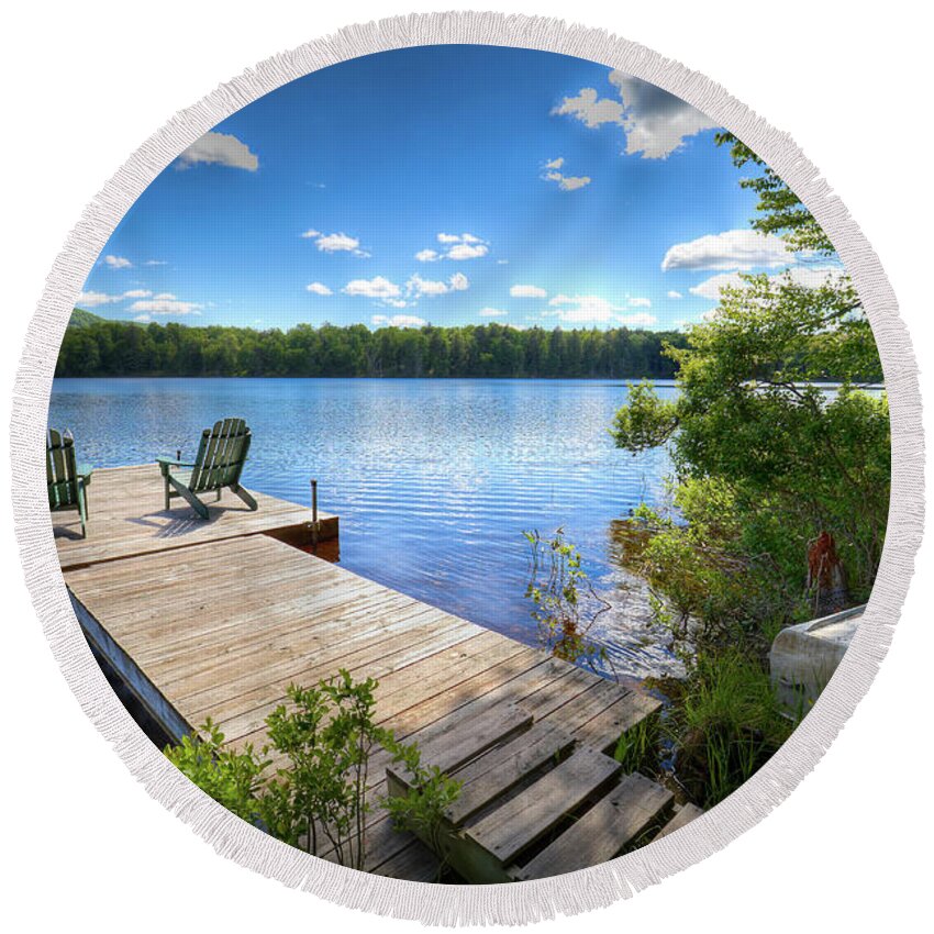 A Spring Day On West Lake Round Beach Towel featuring the photograph A Spring Day on West Lake by David Patterson