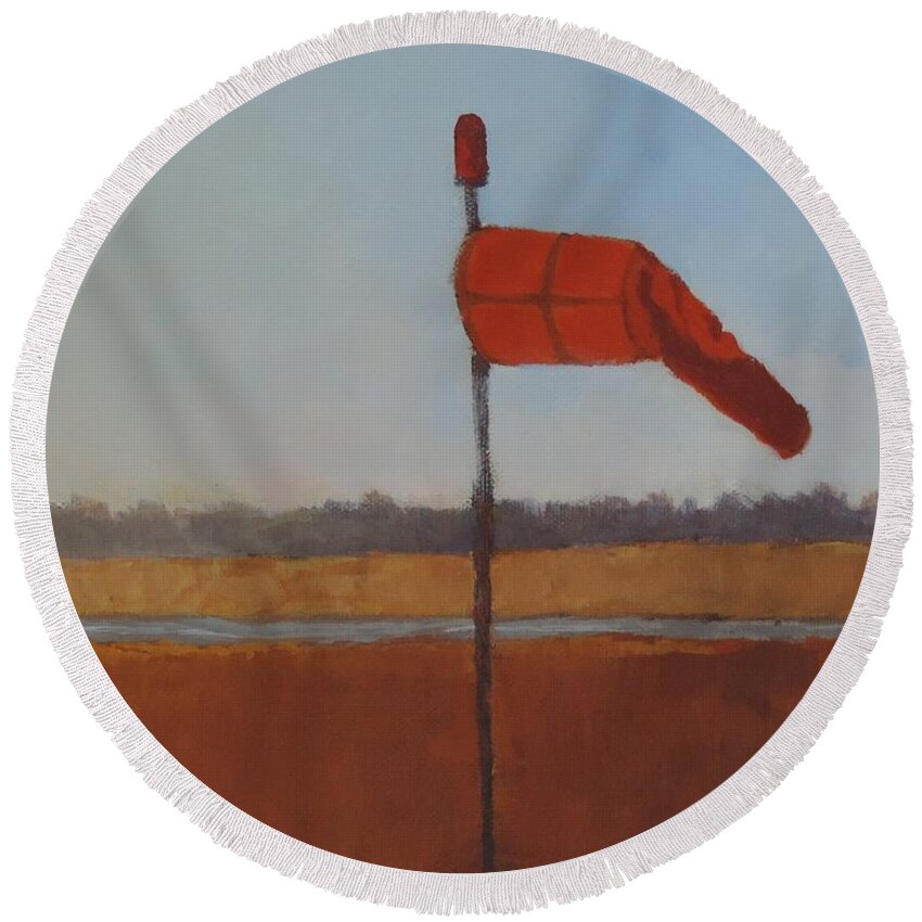 Bright Round Beach Towel featuring the painting A Westerly Wind - Art by Bill Tomsa by Bill Tomsa
