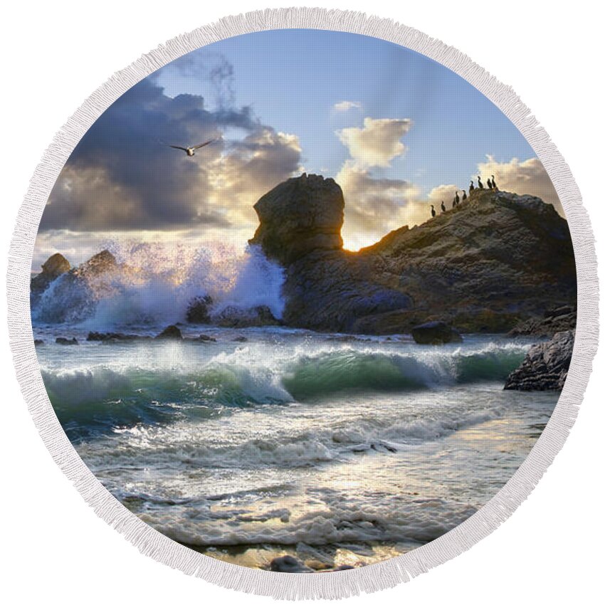 Ocean Round Beach Towel featuring the photograph A Whisper In The Wind by Acropolis De Versailles