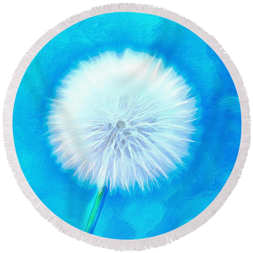 Dandelion Round Beach Towel featuring the digital art A Wish For You by Krissy Katsimbras