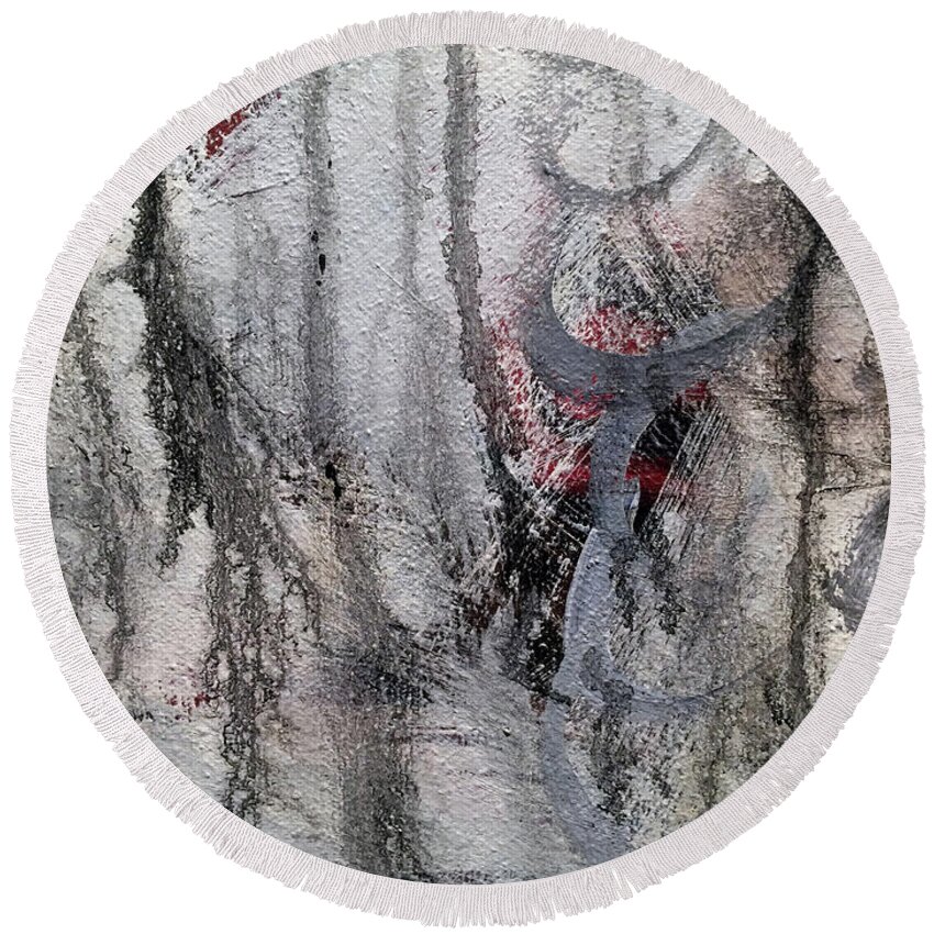 Earthy Round Beach Towel featuring the painting A5 by Lance Headlee