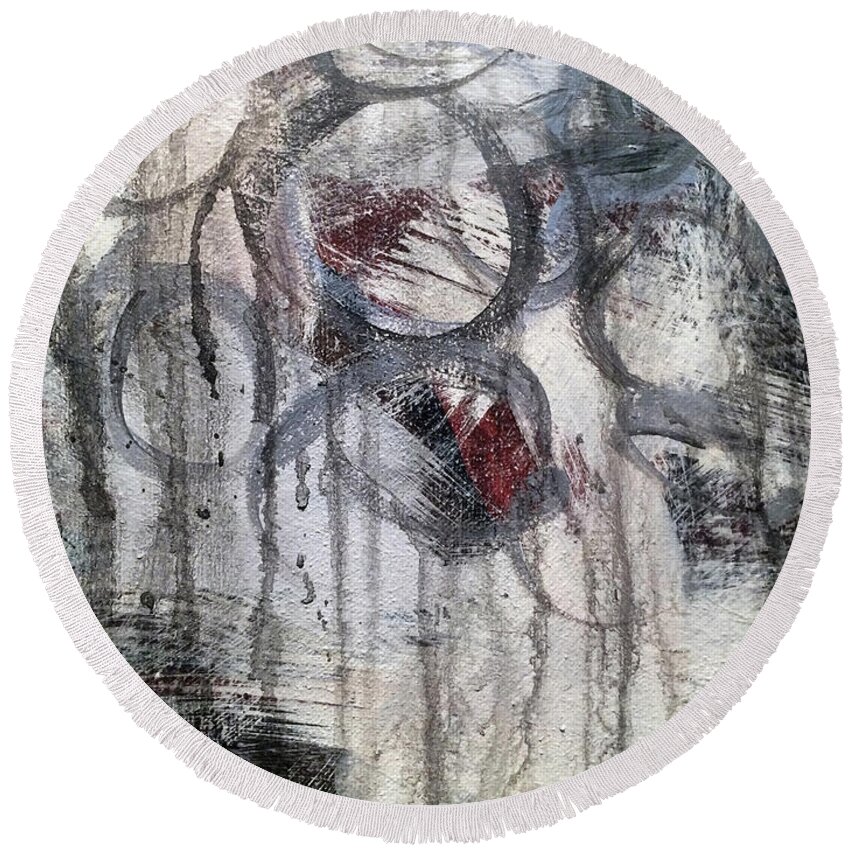 Earthy Round Beach Towel featuring the painting A7 by Lance Headlee