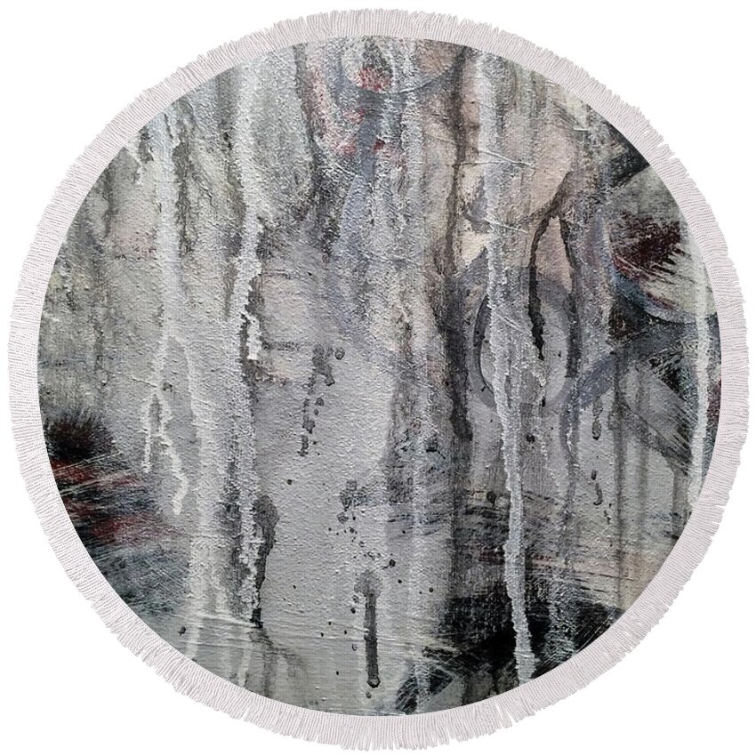 Earthy Round Beach Towel featuring the painting A8 by Lance Headlee