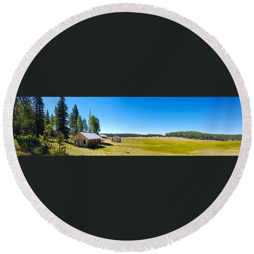 Arizona Round Beach Towel featuring the photograph Abandoned in Meadow by Richard Gehlbach