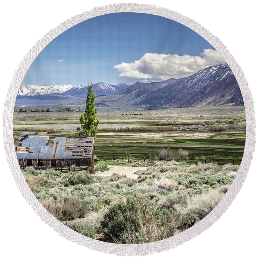 Mono County Round Beach Towel featuring the photograph Abandoned by Steph Gabler