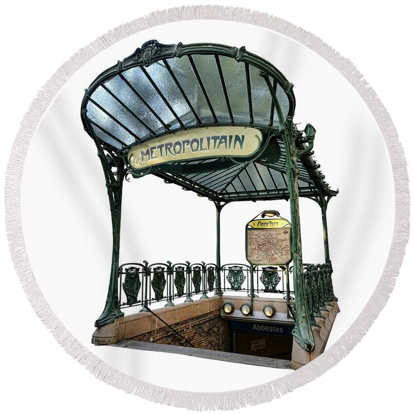 Metro Round Beach Towel featuring the photograph Abbesses by Olivier Le Queinec