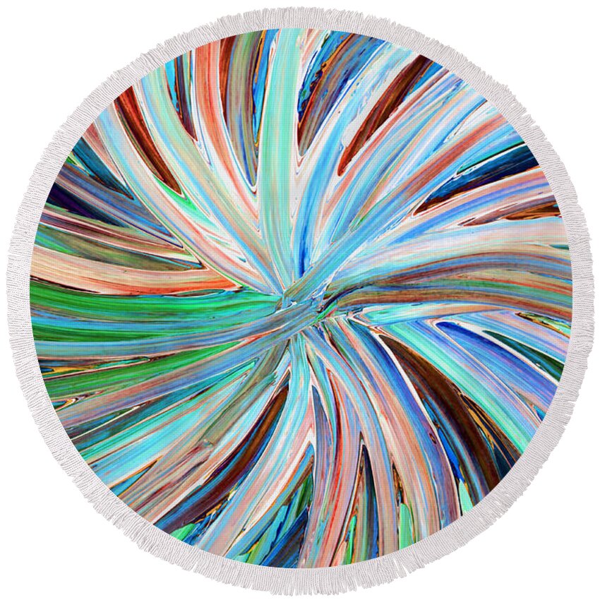  Martha Ann Round Beach Towel featuring the painting Abstract A331716 by Mas Art Studio