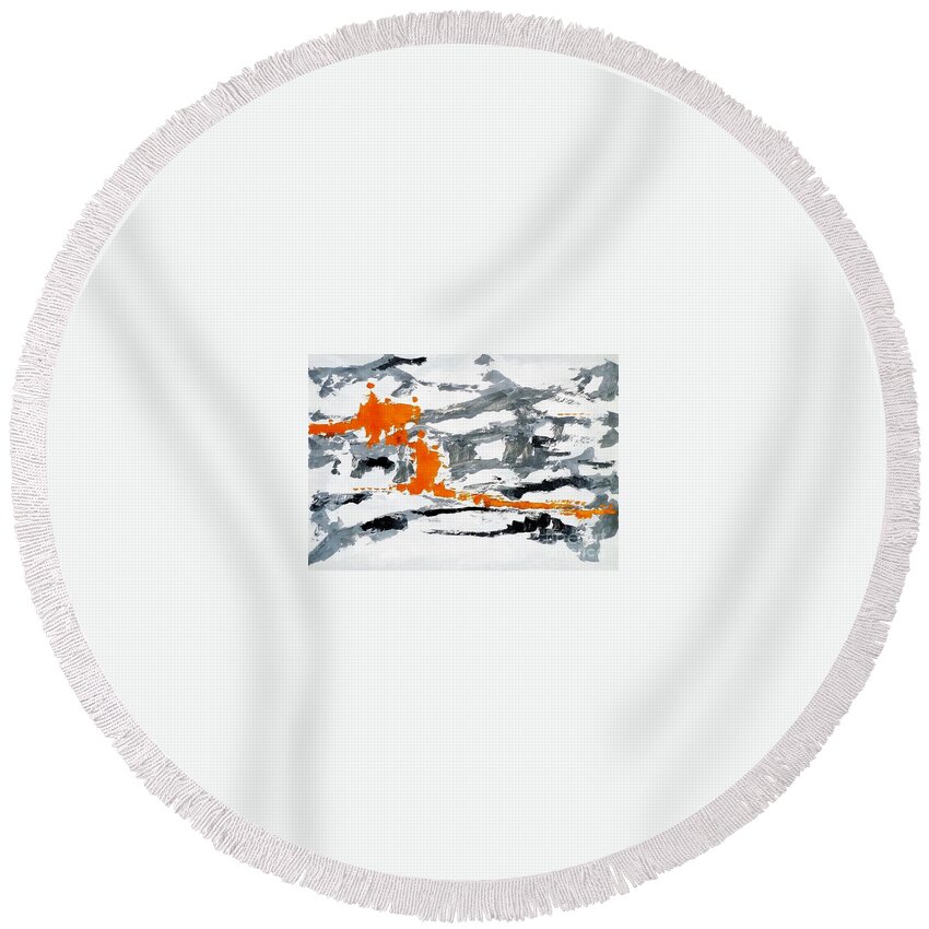 Acrylic Round Beach Towel featuring the painting Abstract Art Project #20 by Karina Plachetka