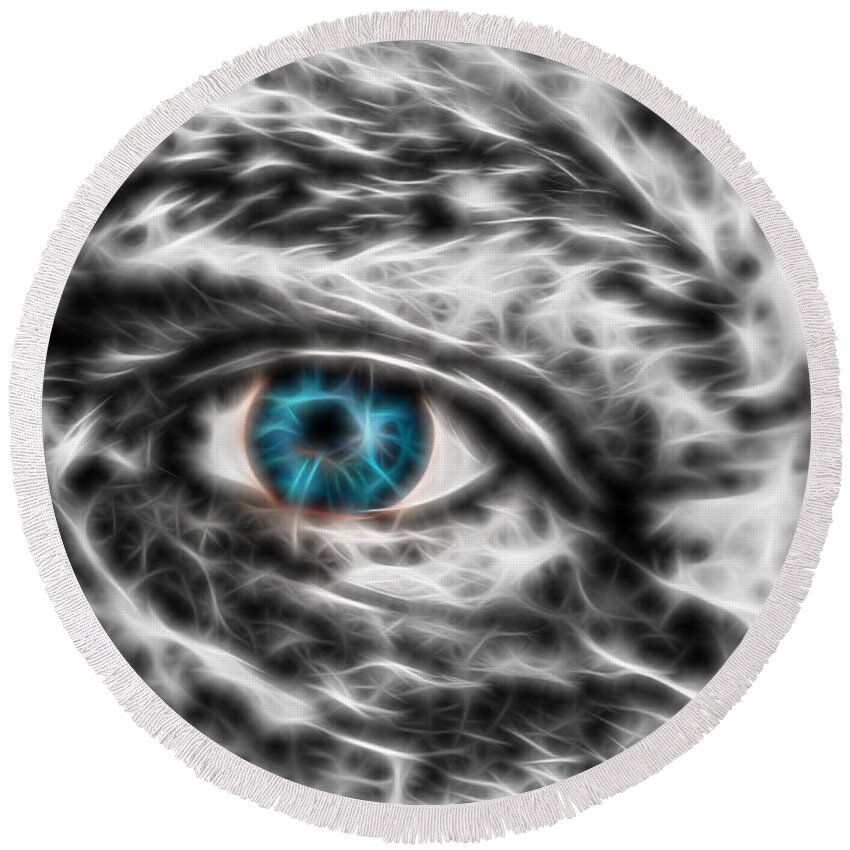 Blue Eyes Round Beach Towel featuring the photograph Abstract Blue Eye by Scott Carruthers