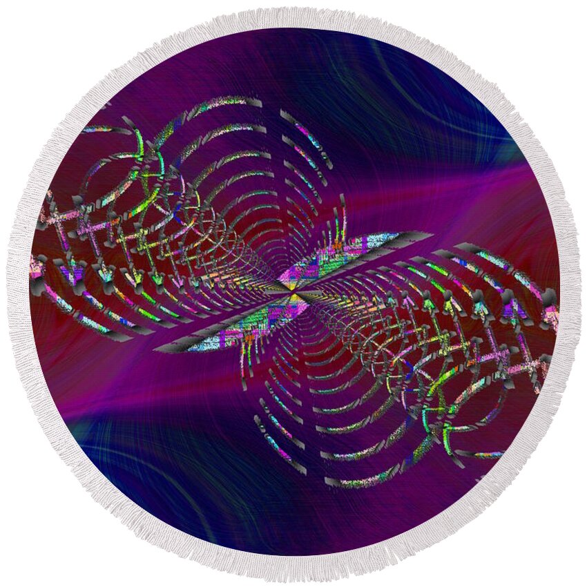 Abstract Round Beach Towel featuring the digital art Abstract Cubed 369 by Tim Allen