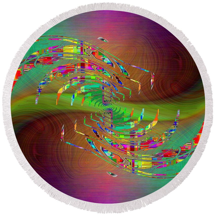 Abstract Round Beach Towel featuring the digital art Abstract Cubed 379 by Tim Allen