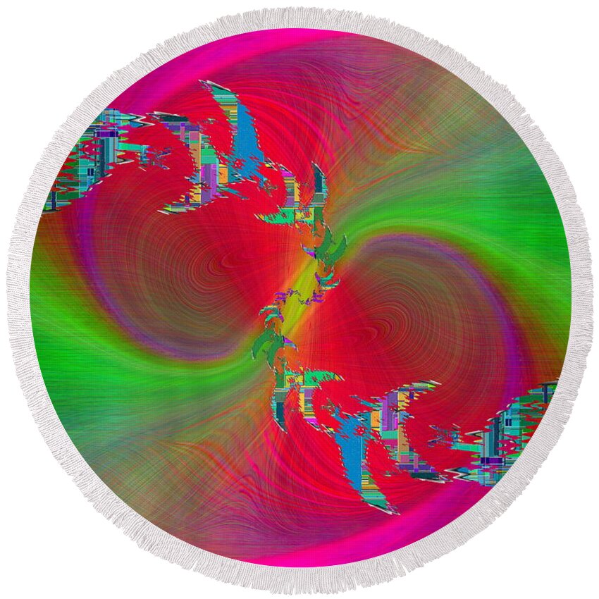 Abstract Round Beach Towel featuring the digital art Abstract Cubed 383 by Tim Allen